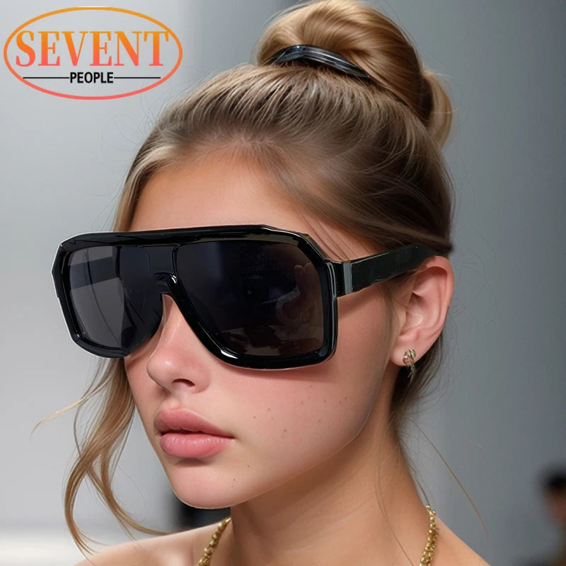 Classic Oversized Square Sunglasses Men 2026 Luxury Brand Trendy Metal Big Frame Goggles Eyewear Stylish Sun Glasses For Ladies