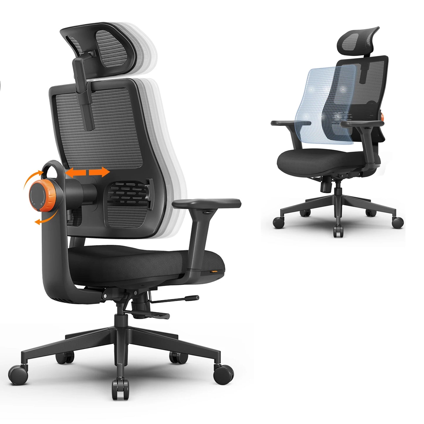 NEWTRAL Ergonomic Office Chair with Auto-Following Backrest, Adaptive Lumbar Support, Adjustable Headrest, 3D Armrests & Reclining Mesh Computer Chair