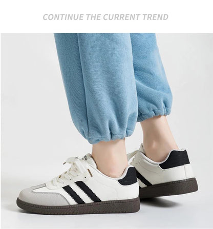 HuanQiu Women's Shoes Retro Fashion Casual Flats Female Sneakers Lace-up Comfortable Non-Slip German Training Shoes for Women