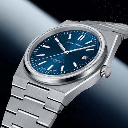 2025 SPECHT&SOHNE New Rubber Strap Fashion Quartz Watches For Men Stainless Steel Watch Ice Blue Luminous Sapphire Crystal 5BAR