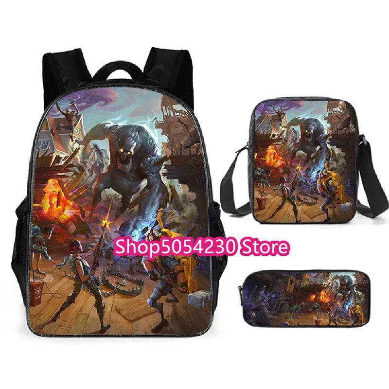 Fortnite 3PCS Backpack for Boys Victory Game 16 Inch Water Resistant Preschool Knapsack Cool Elementary School Backpacks