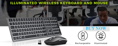 Backlit 7-Colors Bluetooth Keyboard with Touchpad 2.4G Wireless Multimedia Rechargable Keyboard for Laptop PC Tablet