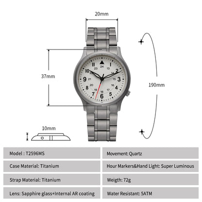 BERNY Full Titanium Watches for Men Quartz Men's Watch Lightweight Sapphire Super Luminous VH31 Sport Field Wristwatches