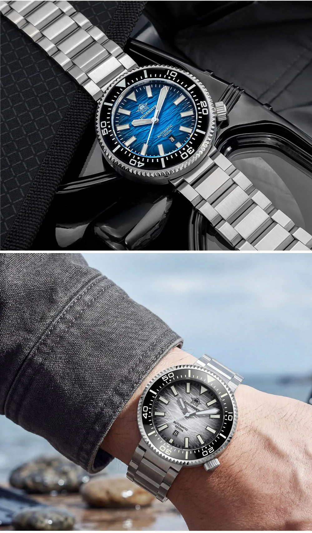 ADDIESDIVE new men's watch sapphire gradient dial BGW9 luminous Japanese 8215 mechanical watch 1000m waterproof watch AD2545