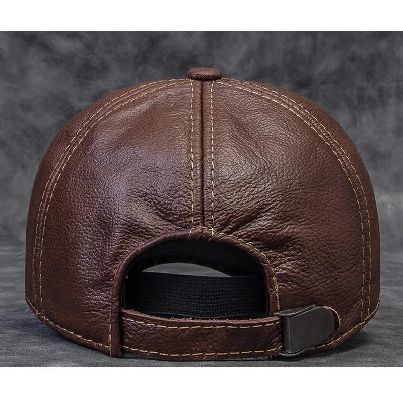 Cappellino da baseball da uomo in vera pelle di vacchetta, 56-60 cm, nero/marrone, con stampa aquila, per uomo, casual, streetwear, GF, Gorras, Dad Hat