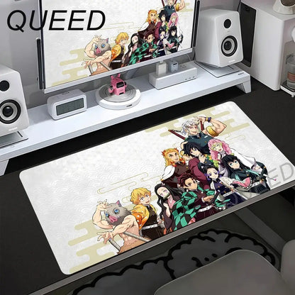 Computer Table Mat Keyboard Desk Pads Anime Mouse Pad Kawaii Girl Mousepad 900x400mm Rubber Non-slip Mouse Mats Demon Slayers XL