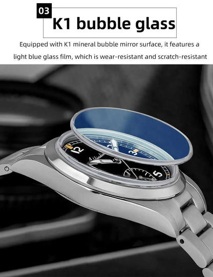 ADDIESDIVE 36mm Men's Quartz VH60 Watch BGW9 Luminous Bubble Mirror Pot Cover Glass 10Bar Waterproof Stainless Steel Watch