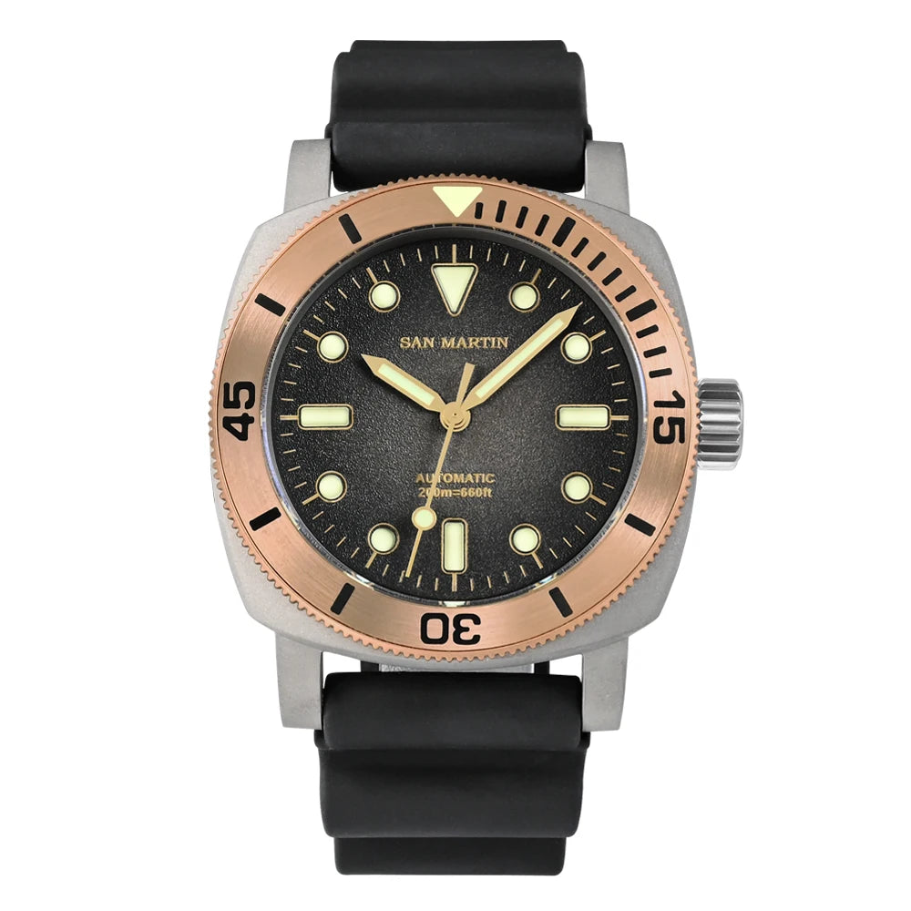 San Martin 42mm Retro Titanium Diver Watch NH35 Automatic Men Mechanical Watches Bronze Bezel Sapphire Luminous Waterproof 200m
