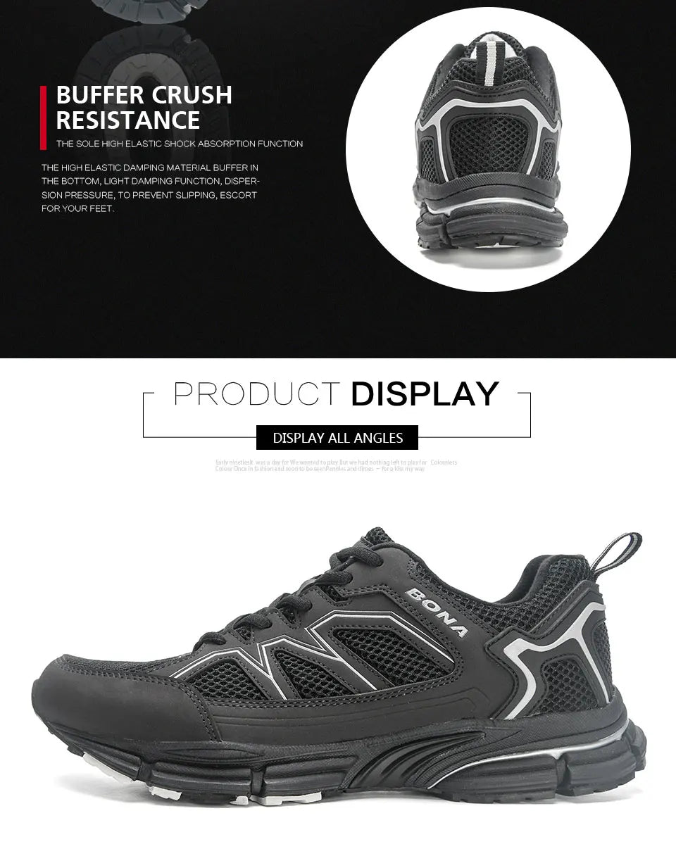 BONA 2023 New Designers Jogging Shoes Men Running Shoes Breathable Brand Sneakers Man Sports Training Walking Shoes Breathable m