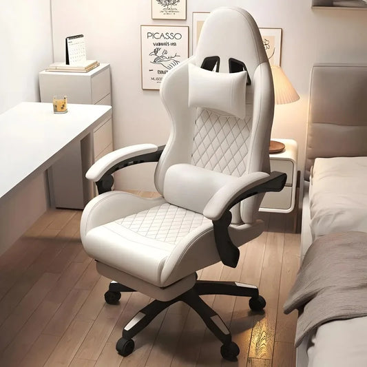 Hestora gamingstol i PU-läder för stora och långa personer, ergonomisk datorstol med hög rygg, fotstöd och masserande ländryggsstöd för vuxna