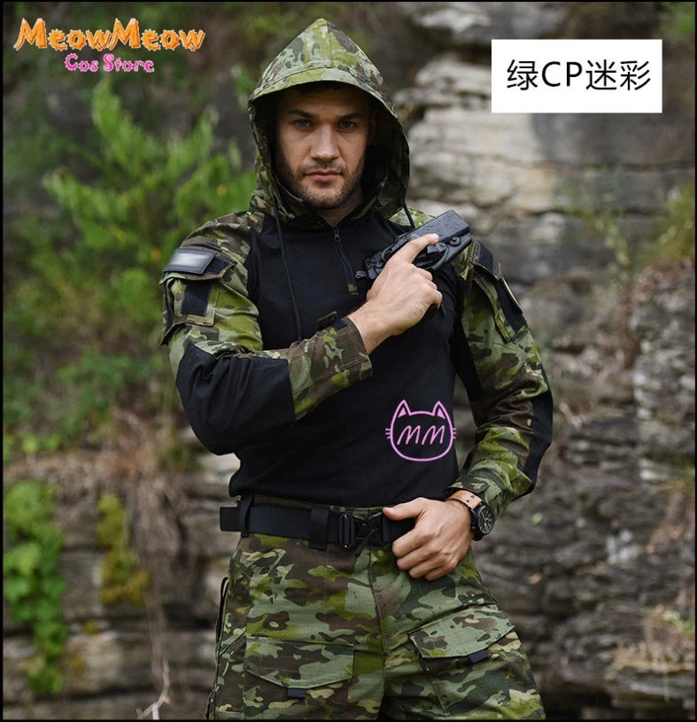 Call of Duty Ghost Cosplay Tactical Suit Combat Camo Uniform Black Blue Military Training Game Style Coat Halloween Party Outfit
