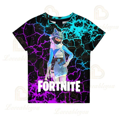 Fortnite Victory Royale Ninja Fashion 3D -T-paidat, kesäiset lyhythihaiset lastenvaatteet, sarjakuvapainatus, vauvanvaatteet, lasten T-paita