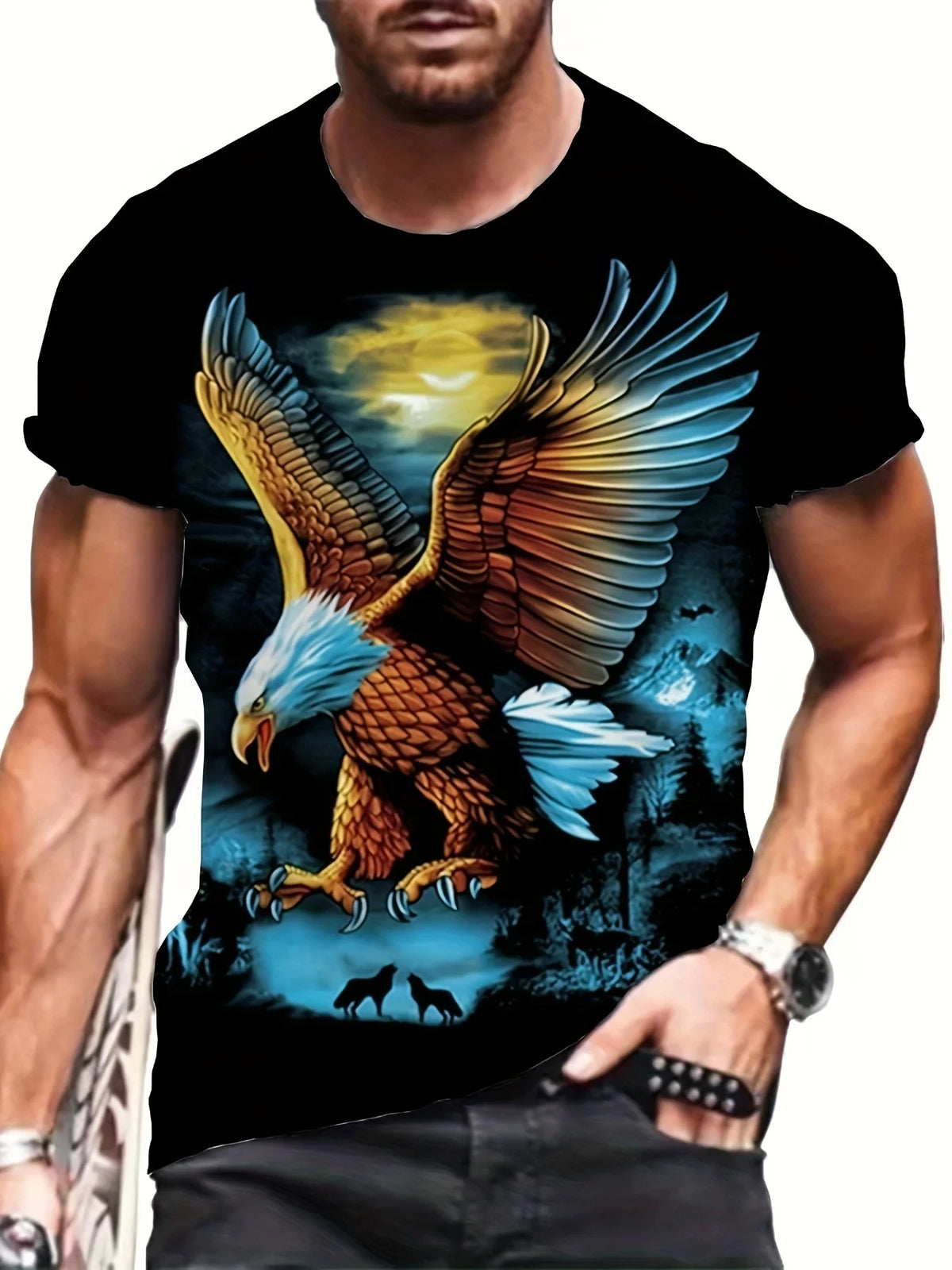 Fashion Eagle T-shirts met print Luxe T-shirt Zomer T-shirts voor heren Casual tops T-shirt met korte mouwen 3D-print Herenkleding