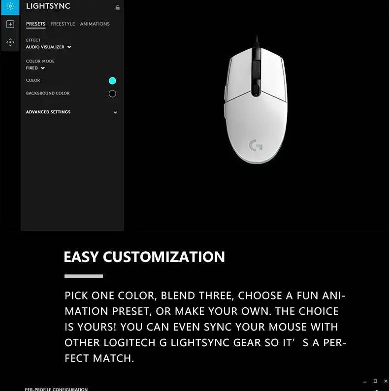 Logitech G203 LIGHTSYNC-mus trådbunden 8000 DPI-sensor RGB Sync 6 knappar mekanisk spänning för kontor och gaming
