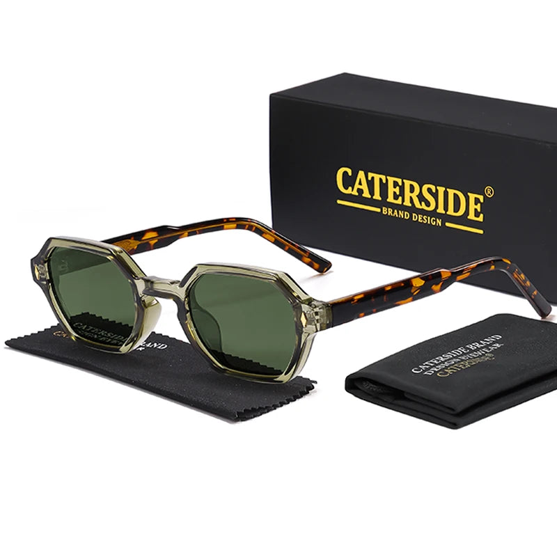CATERDIDE Retro Polygonal Men Sunglasses Personalized Design Square Frame Sun Glasses for Women Parties Travel Holidays Glasses