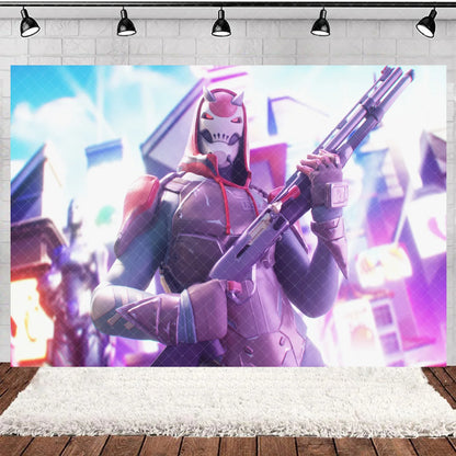 Fortnite Theme Happy Birthday Party Decoration Backdrop Shooting Game Alpaca Llama Supplies Background Baby Shower Kid Gifts