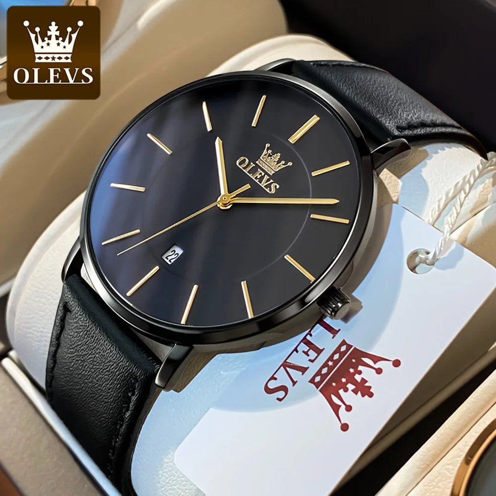 OLEVS 5869 Men's Watch Japan Quartz Movement Thin Case Fashion Waterproof Watch For Men Calendar Simple Original Male Wristwatch