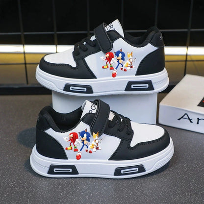Sonic Fashion Sport Shoes PU Leather Sneakers Soft-soled Student Sneakers Tennis Shoes