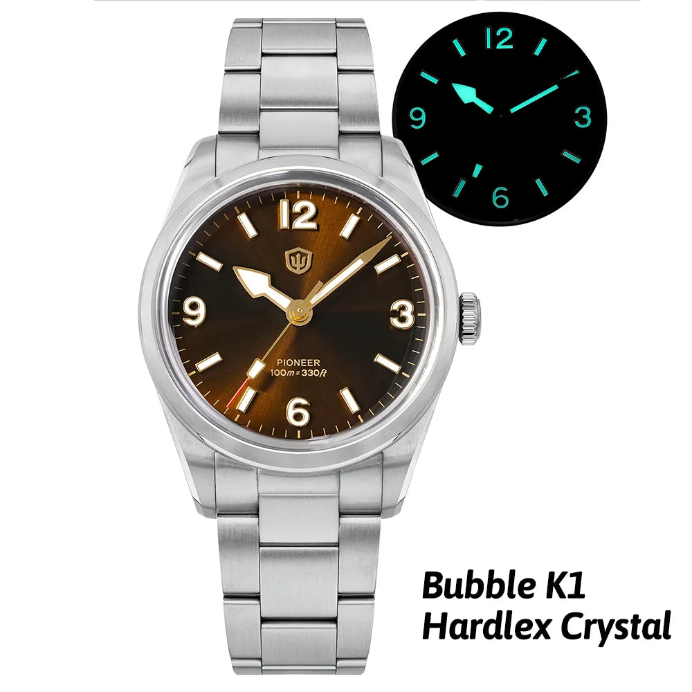 Watchdives WD1960S V2 36Mm Vintage Cream Man Watches VH31 Sweep Seconds Quartz Watch Bubble K1 Sapphire Luminous Stainless Steel