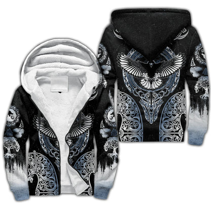 Odin Raven Fenrir Wolf Tattoo 3D Printed Men's Winter Thicker Zip Hoodie Unisex Casual Hooded Tracksuit Warm Fleece Jacket KD18