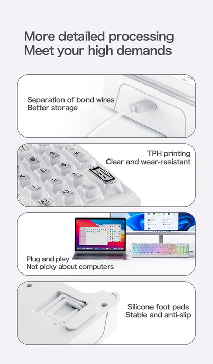 FREEWOLF M95 Wired Keyboard Features an RGB Transparent Design, Catering to Various Scenarios such as Gaming and Office Work