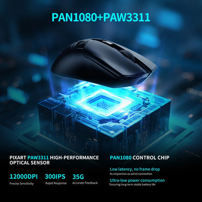 RAWM SL01C Wireless Lightweight Gaming Bluetooth Mouse Tri-Mode E-sports Gamer Mini Hollow PAW3311 PC Laptop Office Accessories