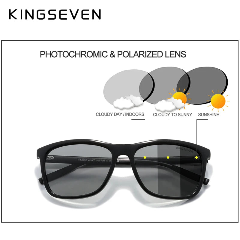 KINGSEVEN Brand Aluminum Frame Sunglasses Men Polarized Mirror  Photochromic  Sun glasses Women's Glasses Accessories Outdoors
