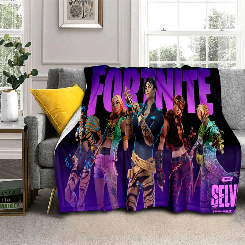 3D F-Fortnites Cartoon Game Flannel Blanket Soft Warm Throw Blanket for Bedroom Living Room Bed Travel Camping Picnic Gift