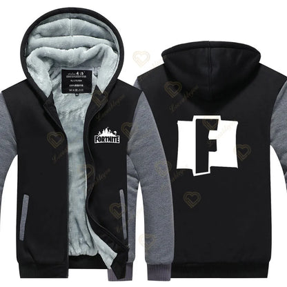 New Arrival Fortnite Men Cool Sweatshirt Battle Game Coat Winter Thick Fleece Warm Zipper Harajuku Hoodie Streetwear