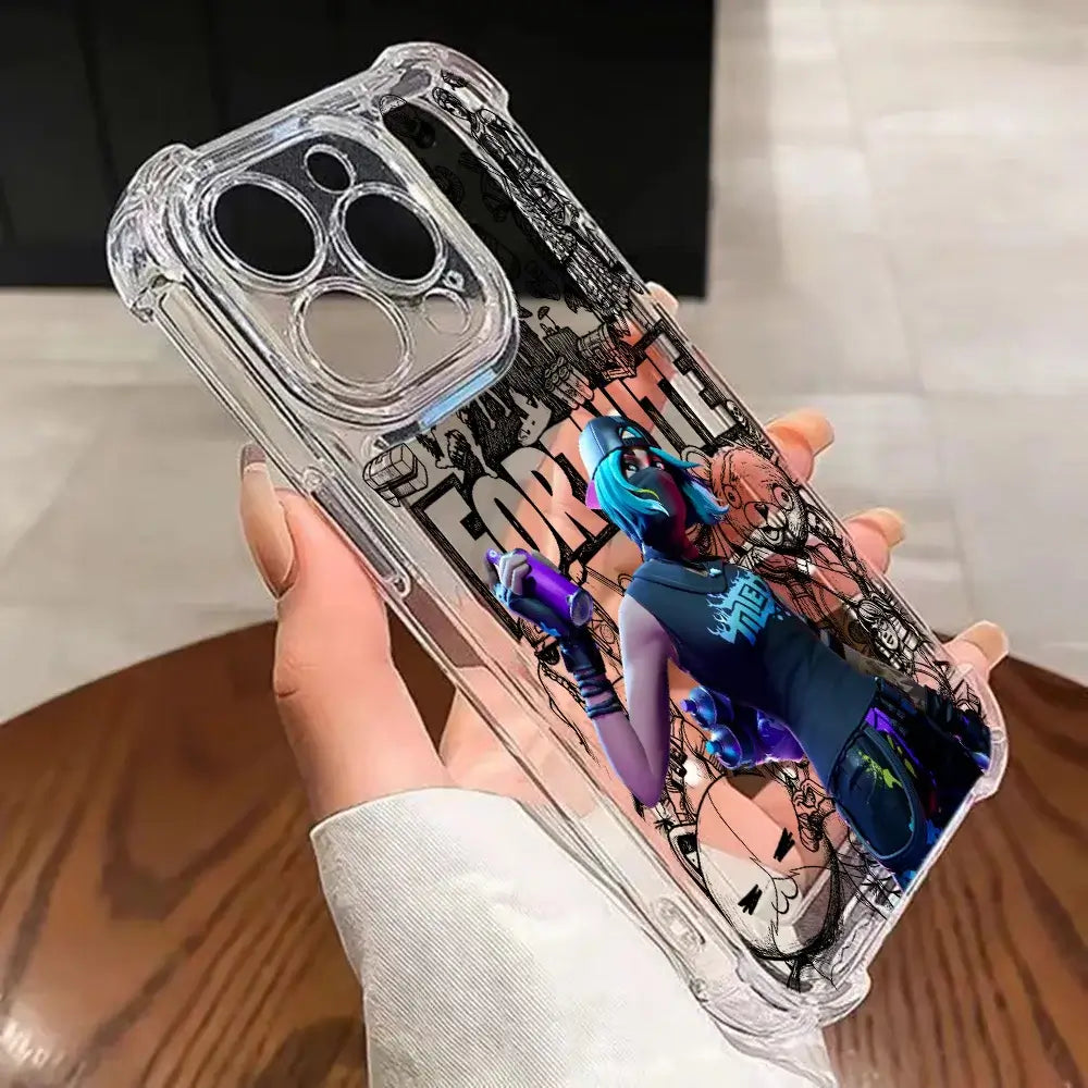 Fortnite Gaming-Handyhülle für Samsung Galaxy S26 S25 S24 S23 S22 S21 S20 Edge FE Ultra Plus 4G 5G – stoßfeste transparente TPU-Schutzhülle