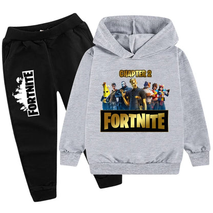 Fortnite Boys' and Girls' Fall/Winter Fashion Pocket Pants Hoodie Set Long-Sleeve Sweatshirt Halloween Costume Gift