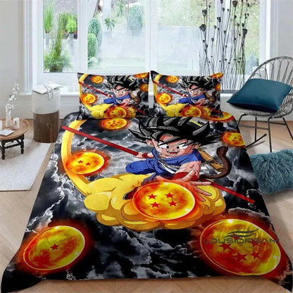 Cartoon/Anime Son Goku Dragon Ball Themed Printed Bedding Set: This soft and comfortable set includes a duvet cover and pillowcase