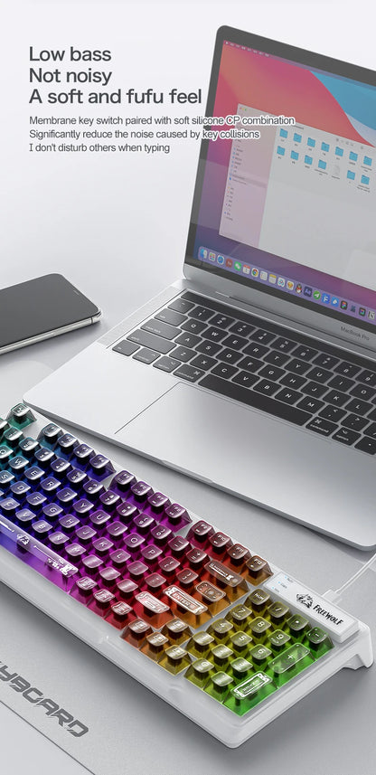 FREEWOLF M95 Wired Keyboard Features an RGB Transparent Design, Catering to Various Scenarios such as Gaming and Office Work