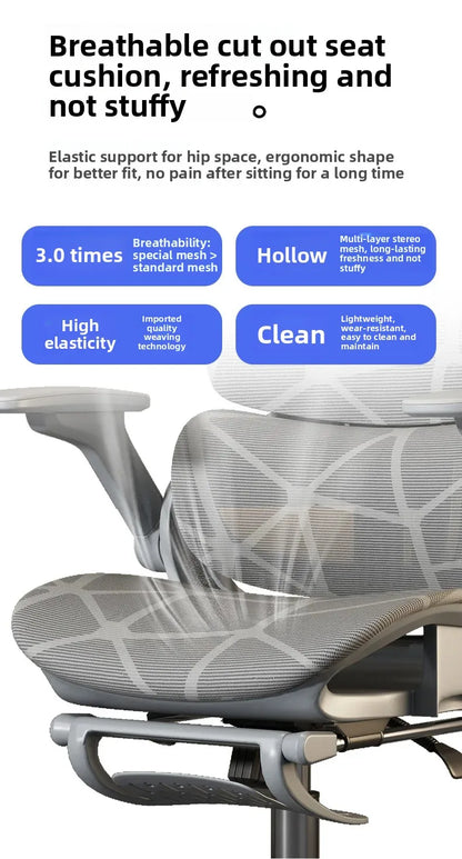 Air Titan Full-Mesh-Büro- und Gaming-Computerstuhl, ergonomischer Schreibtischstuhl für Studierende mit Drei-Zonen-Lendenstütze und gut belüftetem Design