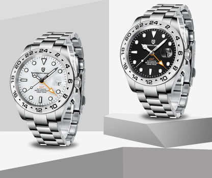 Pagani Design 2026 New Men's Automatic Mechanical Watch GMT Sapphire Stainless Steel Waterproof 10Bar Luminous BWG-9 Watch for Men