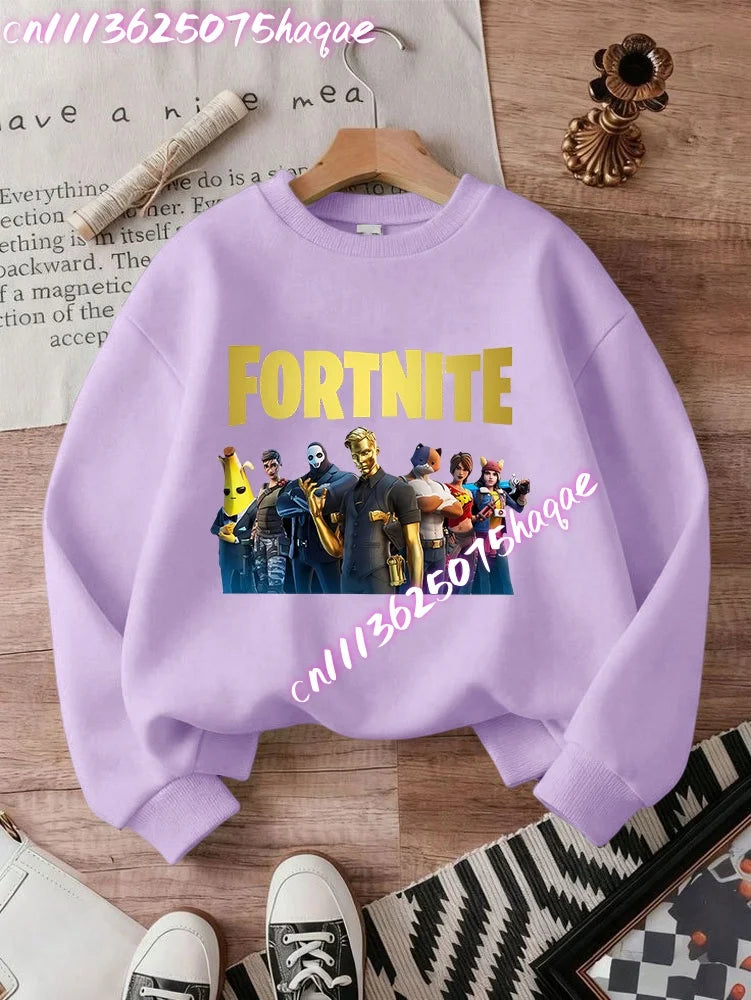 Fortnite Series Kids Sweatshirts Trendy Boys Girl Long Sleeves Pullover Tops Autumn Winter Cartoon Child Clothes Birthday Gifts