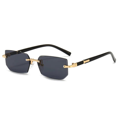 Vintage Rectangle Sunglasses Men New Rimless Fashion Beach Shades Women Trendy Luxury Brand Design Casual Anti-UV Sun Glasses