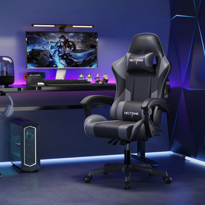 Ergonomisk gamingstol i moderne design med drejefunktion til kontor og hjem, e-sport-gamingstol med hjul, roterende computer-gamingstol