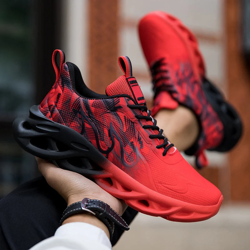 Men's Running Shoes Mesh Breathable Flat Cushioning Soft Comfortable Sneakers Outdoor Gym Trendy Casual Jogging Shoes for Men