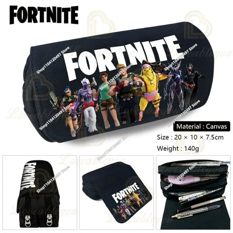 Fortnite Kids Pencil Bags Multifunctional Stationery Box Children's Large Capacity Double Layer Stationery Bag