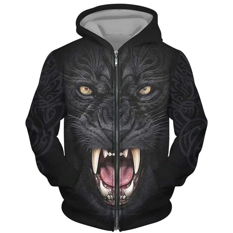 Cool 3D Wolf Printed Zipper Hoodies Fashion Men/Women Streetwear Hooded Jacket Coat Unisex Casual Hip Hop Pullover Sweatshirts