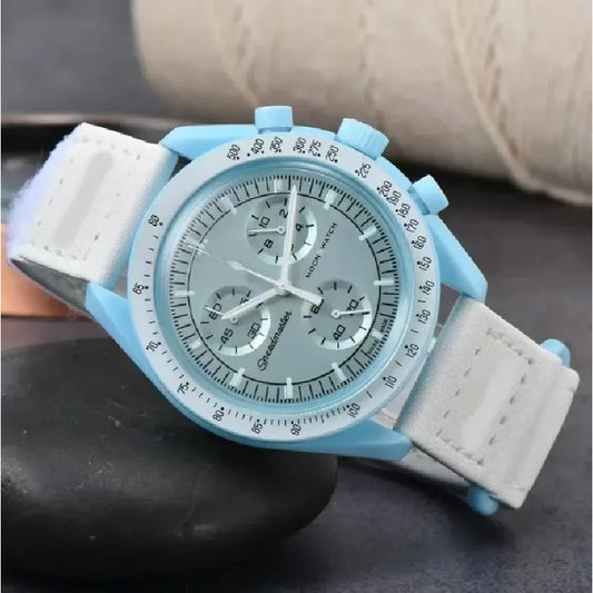2025 Newest Unisex Quartz Chronograph Watch - Celestial Galaxy Dial 6-Hand Moon Mercury Design