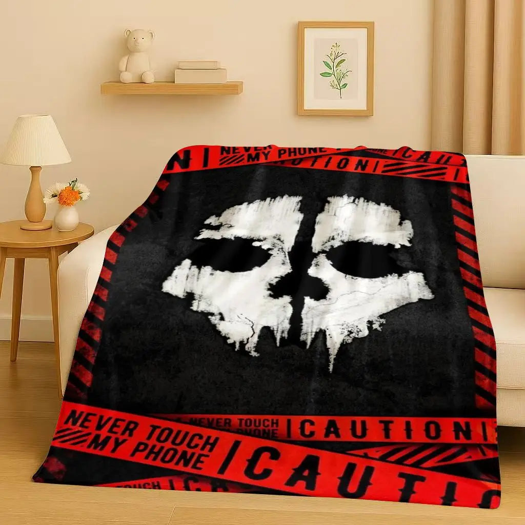 3D Classic Gun Game Call of Duty COD Ghost Simon Flannel Blanket,Ultra Soft Warm Plush Throw for Home Bedroom Bed Sofa Cover Kid