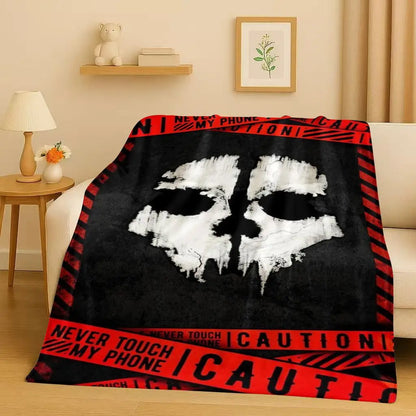 3D Classic Gun Game Call of Duty COD Ghost Simon Flannel Blanket,Ultra Soft Warm Plush Throw for Home Bedroom Bed Sofa Cover Kid