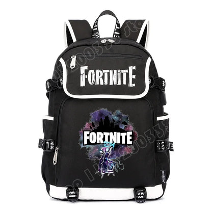 Fortnites раница с голям капацитет, ежедневна чанта за рамо с USB порт, унисекс аниме ученическа раница, нов стилен подарък за канцеларски принадлежности