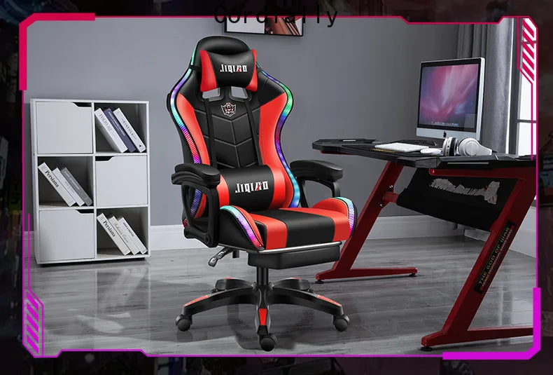 RGB Gaming Chair Ergonomic Computer Chair with Massage Function, Reclining Office Chair, Swivel Gamer Chair with Adjustable Height and Armrests