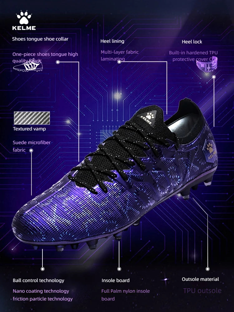 KELME Adult Football Shoes Men's Disease Electric 3.0 Short Spikes MG Professional Match Training Shoes Breathable