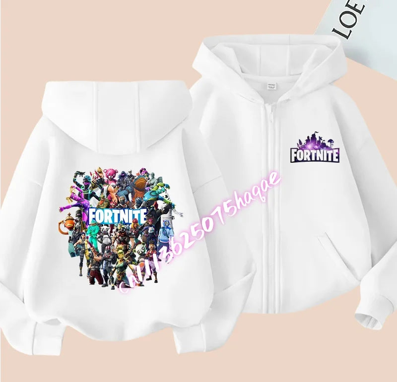 Fortnites Kinder-Kapuzenjacken mit Reißverschluss Anime Fortress Night Sweatshirts Game Frühling Herbst Hoodies Sportbekleidung Kinderkleidung Geschenk