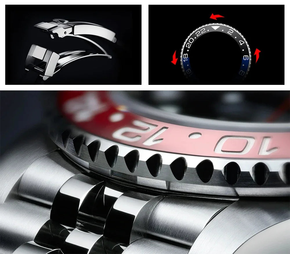 New 1662 PAGANI DESIGN GMT Automatic Watch 40mm Men's Wristwatch Top Brand 100M Waterproof Mechanical Wristwatches for Men Cloc