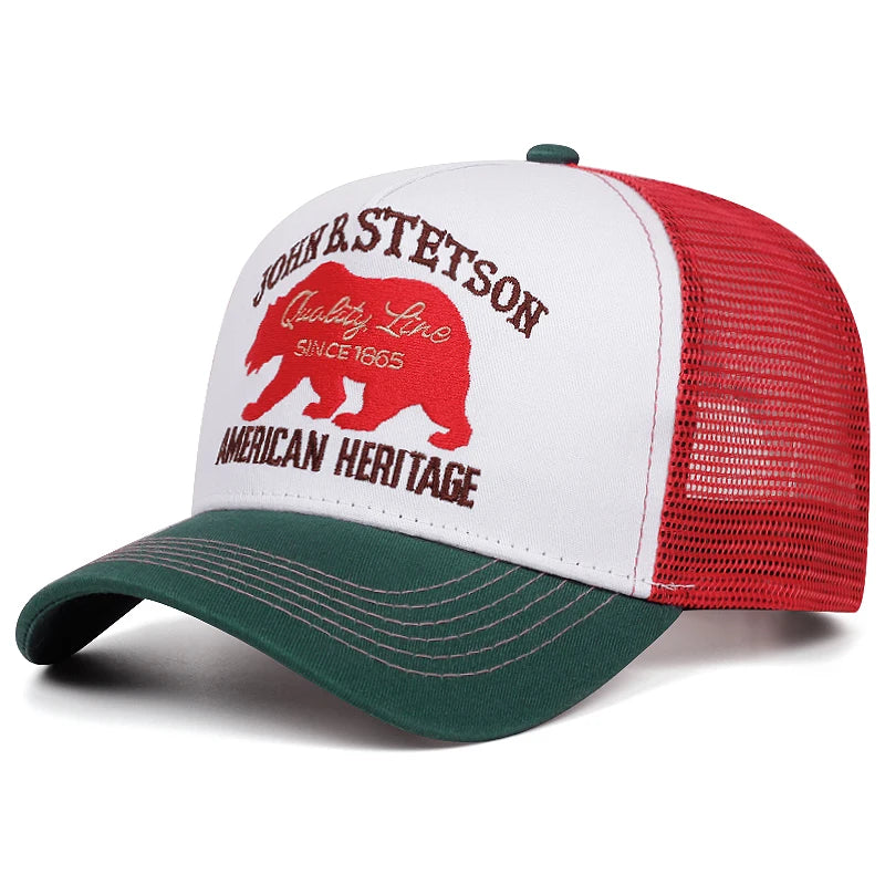 2025 Creative New Baseball Hat STETSON Red Bear Truck Hat Outdoor Sports Sunshade Hat Street Hip Hop Hat Daily Commuter Net Hat